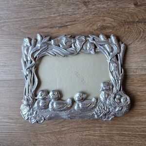 Vintage 1996 ARTHUR COURT Duck Family Ornate Silver Toned Picture Frame